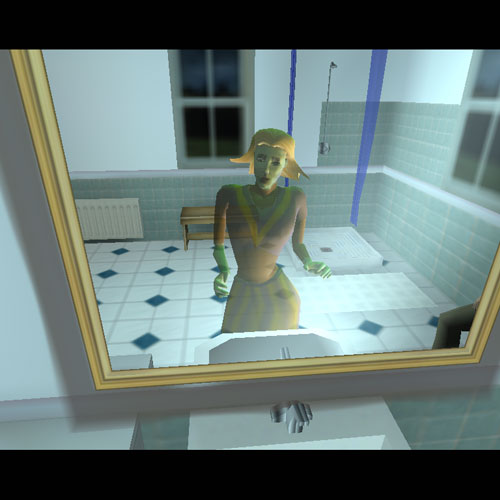 Tricia is trapped in the mirror in the upstairs bathroom. Have Blair look in the mirror and Tricia will be free.